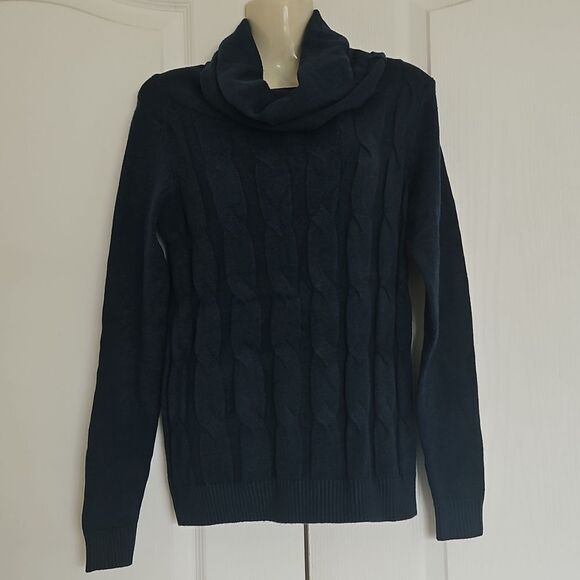 Suzy Shier Knitted Turtle Neck Long Sleeves Sweater XS Blue - Picture 2 of 16